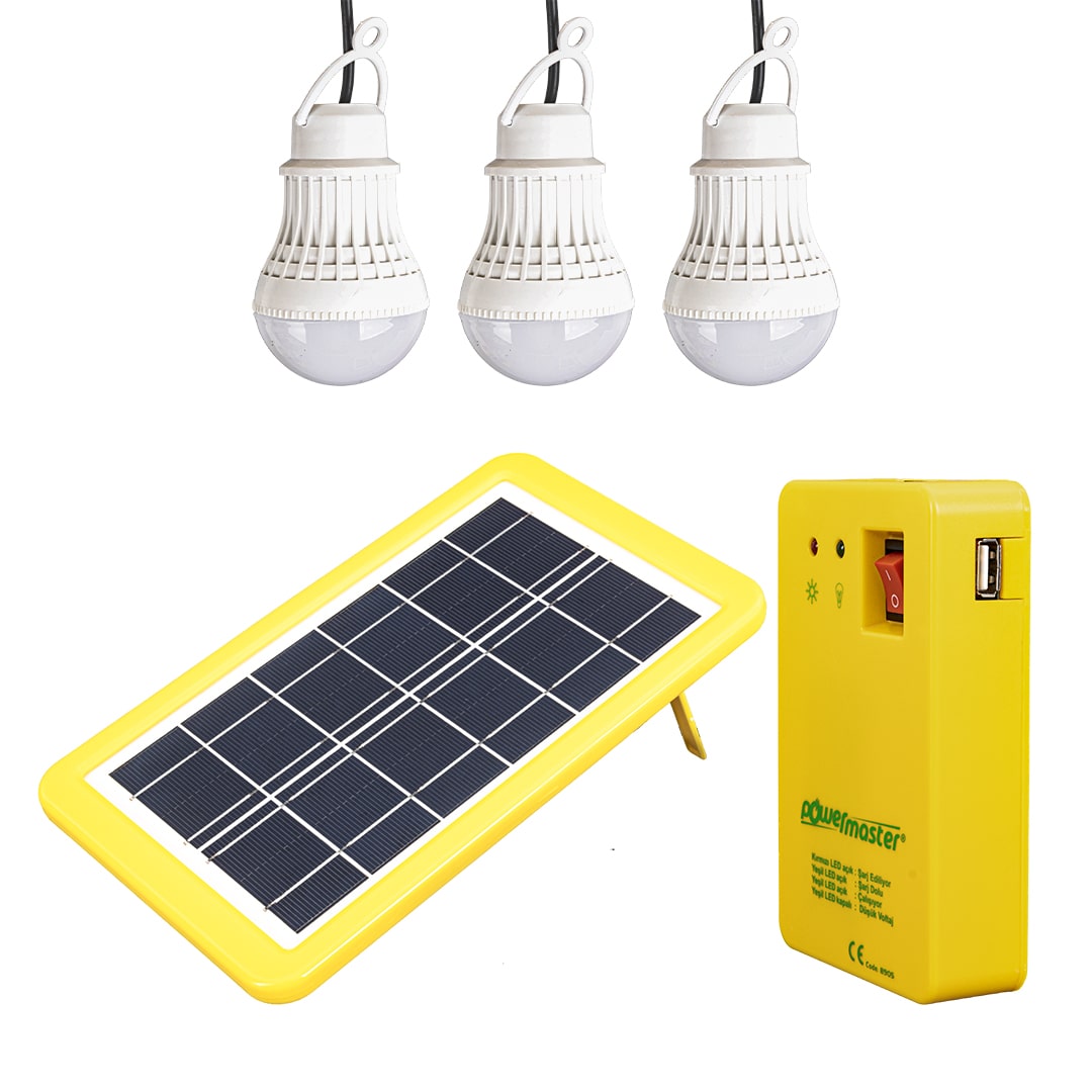 GÜNEŞ PANELLİ 3 LAMBALI POWERBANK ÖZELLİKLİ ÇOK AMAÇLI ŞARJLI SOLAR AYDINLATMA (5271)