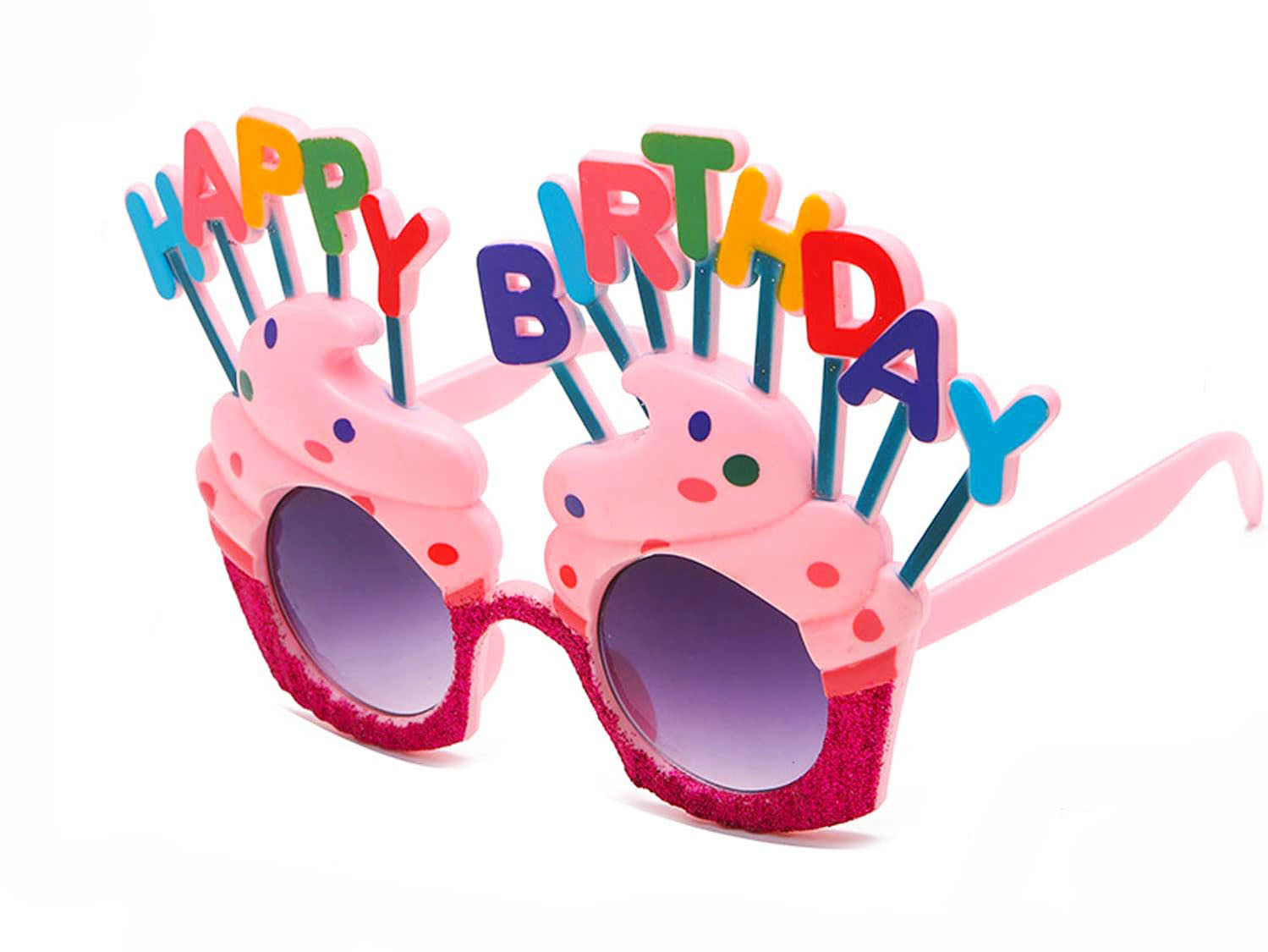 Happy Birthday Yazılı Pembe Fuşya Renk Parti Gözlüğü 12x7 cm (5271)