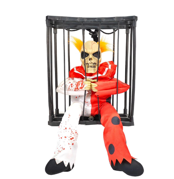 Hareketli Sesli Sensörlü Mahkum Joker İskelet Dekorasyon 22x27 cm (5271)