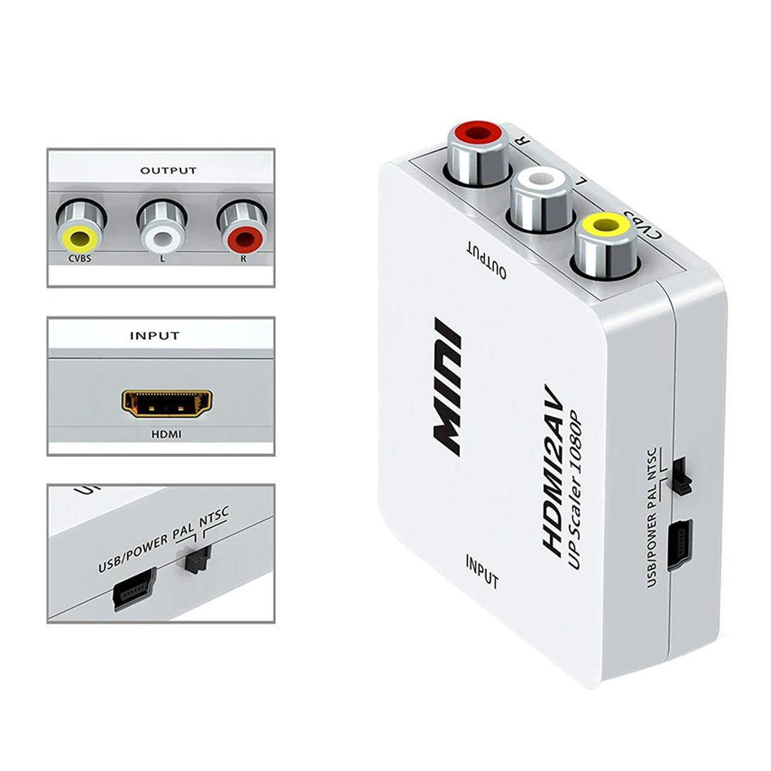 HDMI TO RCA MİNİ MODEL 1920X1080 PLASTİK KASA ÇEVİRİCİ KONVERTÖR (5271)