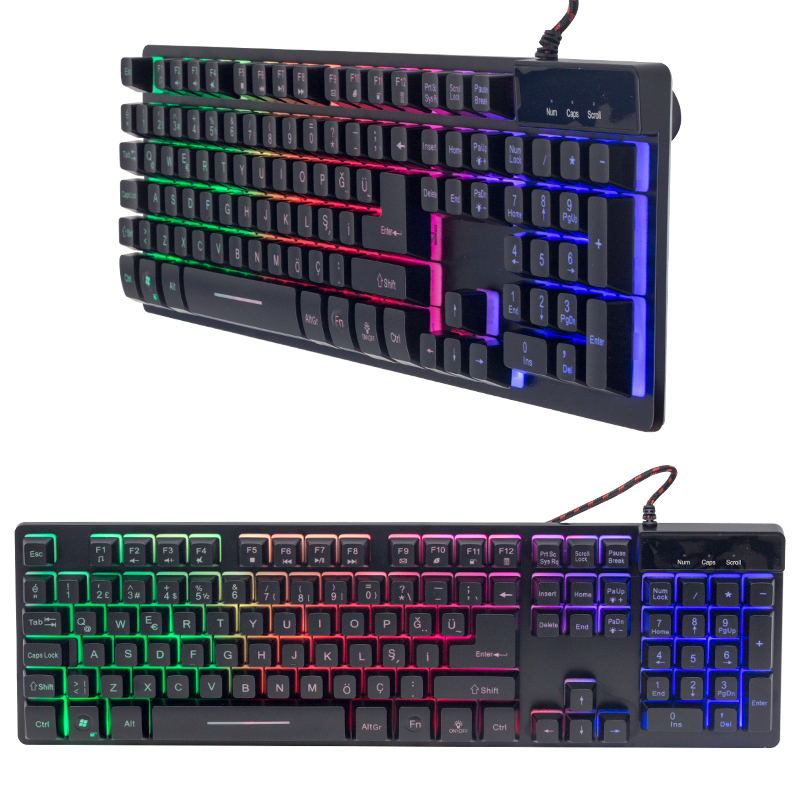 HELLO HL-18744 METAL KASA RGB IŞIKLI KABLOLU OYUNCU Q KLAVYE ZYG-800 (5271)