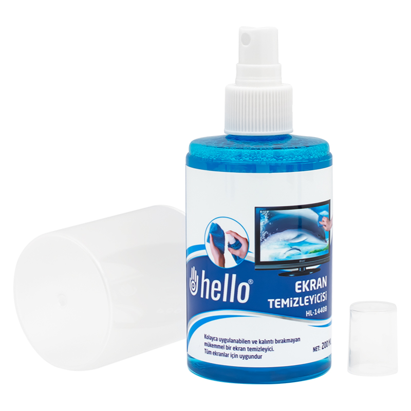 HELLO HL-14408 SPREY + FİBER BEZ + FIRÇA 200ML LCD EKRAN TEMİZLEME SETİ (5271)