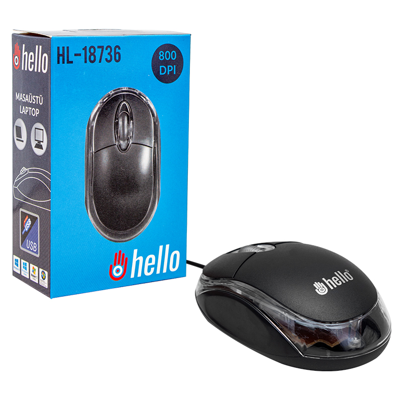 HELLO HL-18736/XT-610 800 DPI OPTİK IŞIKLI KABLOLU MOUSE (5271) HELLO HL-18736/XT-610 800 DPI OPTİK IŞIKLI KABLOLU MOUSE (5271)