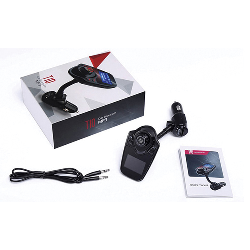 HELLO T10 LED EKRANLI USB-AUX-SD-BLUETOOTH DESTEKLİ 2.1A FM TRANSMİTTER (5271)