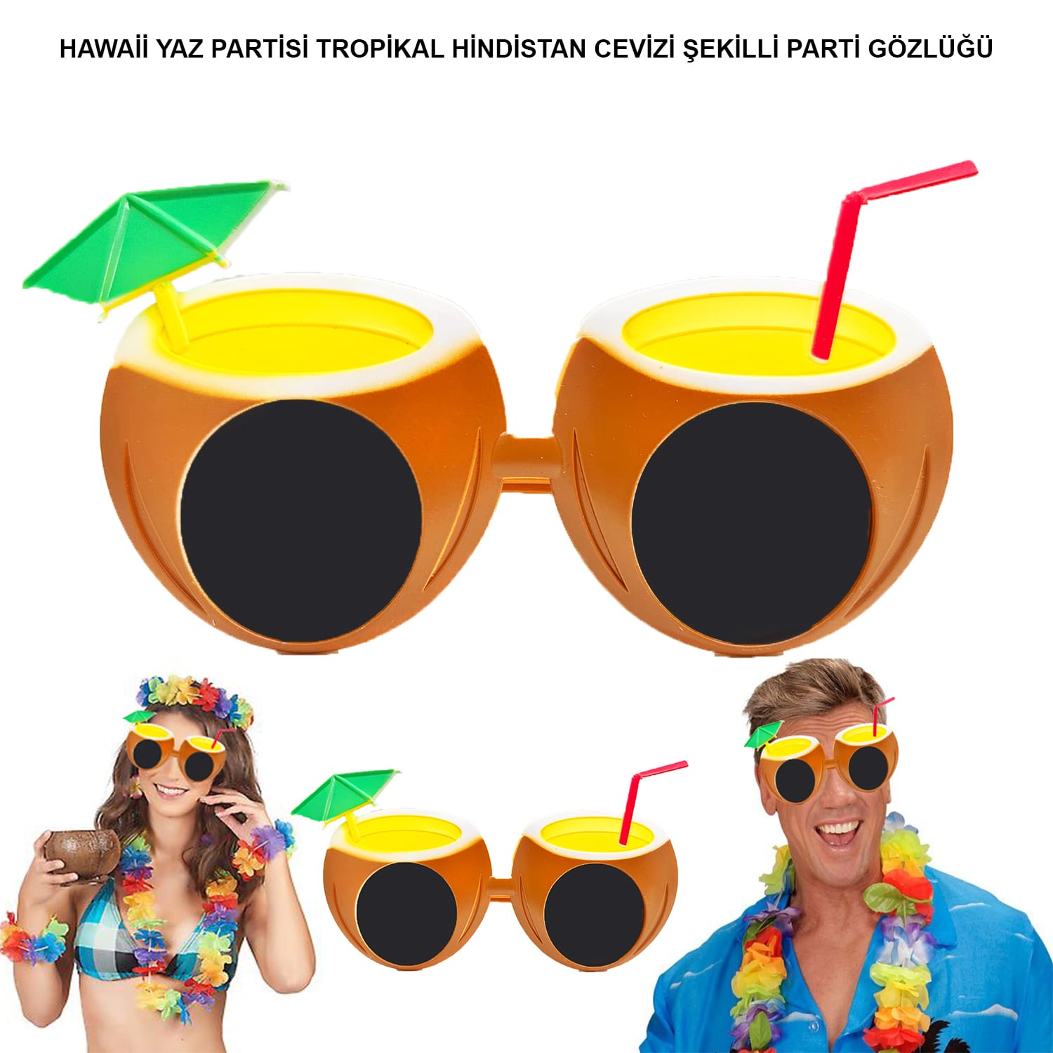 Hindistan Cevizi Tropikal Hawaii Yaza Merhaba Parti Gözlüğü (5271)