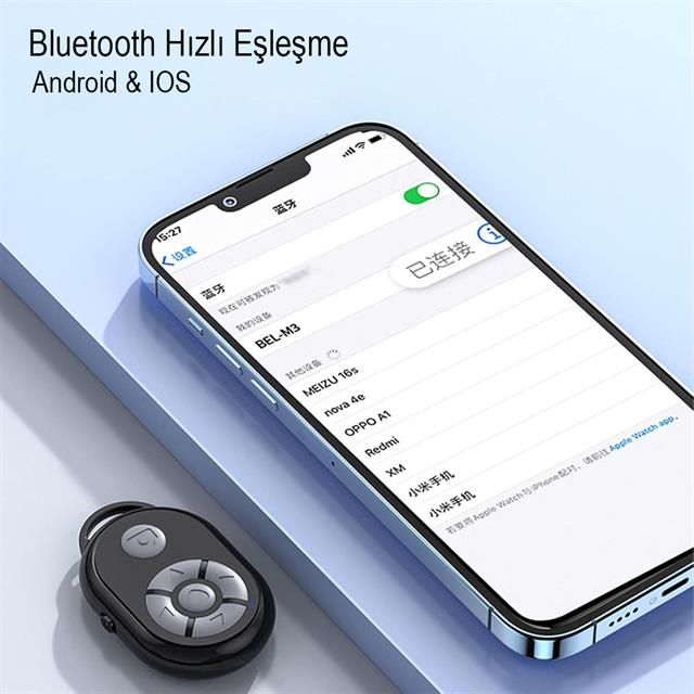 IOS/ANDROID CEP TELEFONU UYUMLU SİYAH BLUETOOTH KUMANDA (5271) IOS/ANDROID CEP TELEFONU UYUMLU SİYAH BLUETOOTH KUMANDA (5271)