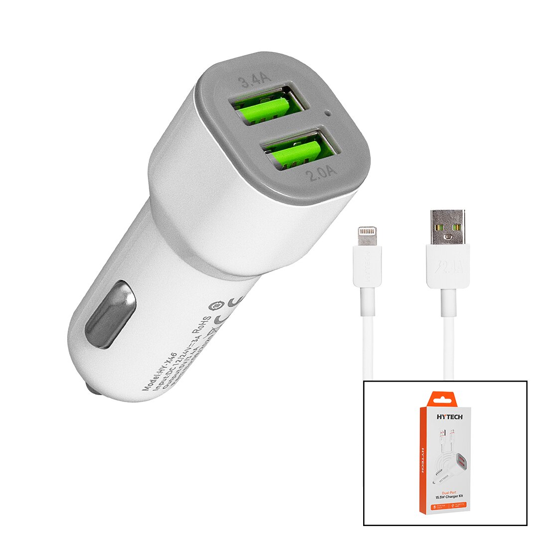 İPHONE - KABLOLU  OTO - ARAÇ ÇAKMAKLIK ŞARJ BAŞLIK SET  3.1A - 155W - 1MT KABLO  HY-X44 (5271)