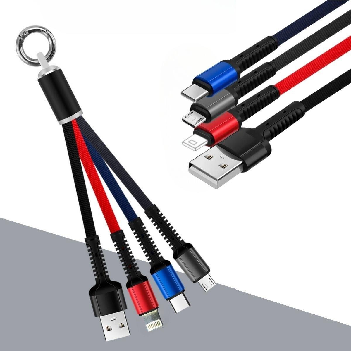 Işıklı Anahtarlık Model 3 in 1 USB Çıkışlı MİKRO,TYPE-C ve İphone Uyumlu Şarj Kablosu (5271)