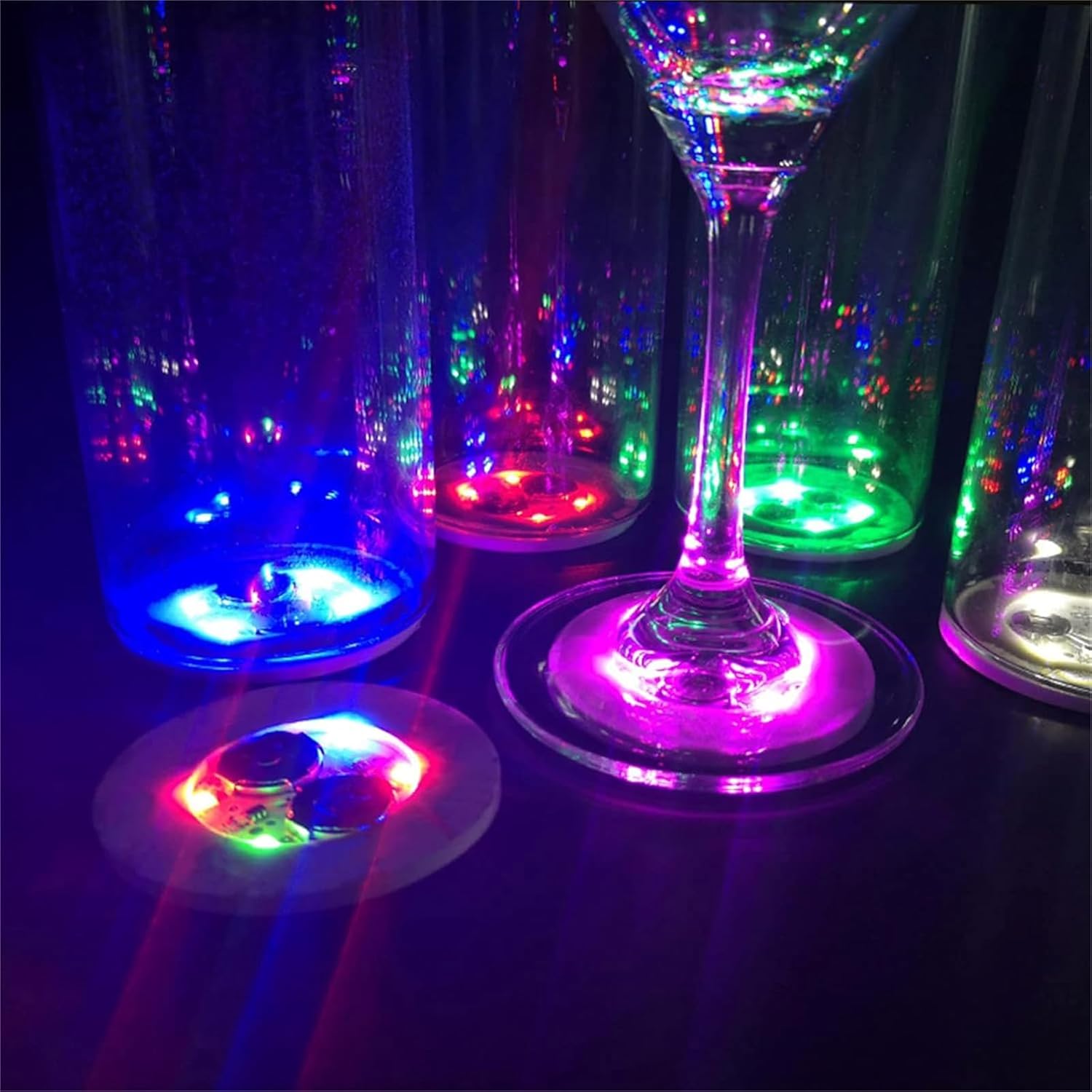 Işıklı Yapışkanlı Bardak Altı Aparatı Ledli 3 Fonksiyonlu 6 cm Çap (5271)