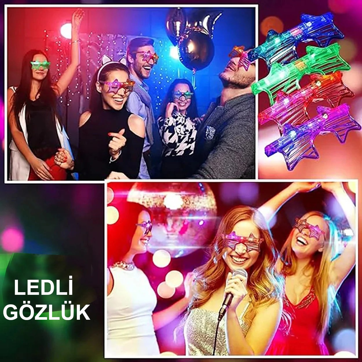 Işıklı Yıldız Gözlük Ledli Parti Gözlüğü 6 Renk 12 Adet (5271) Işıklı Yıldız Gözlük Ledli Parti Gözlüğü 6 Renk 12 Adet (5271)