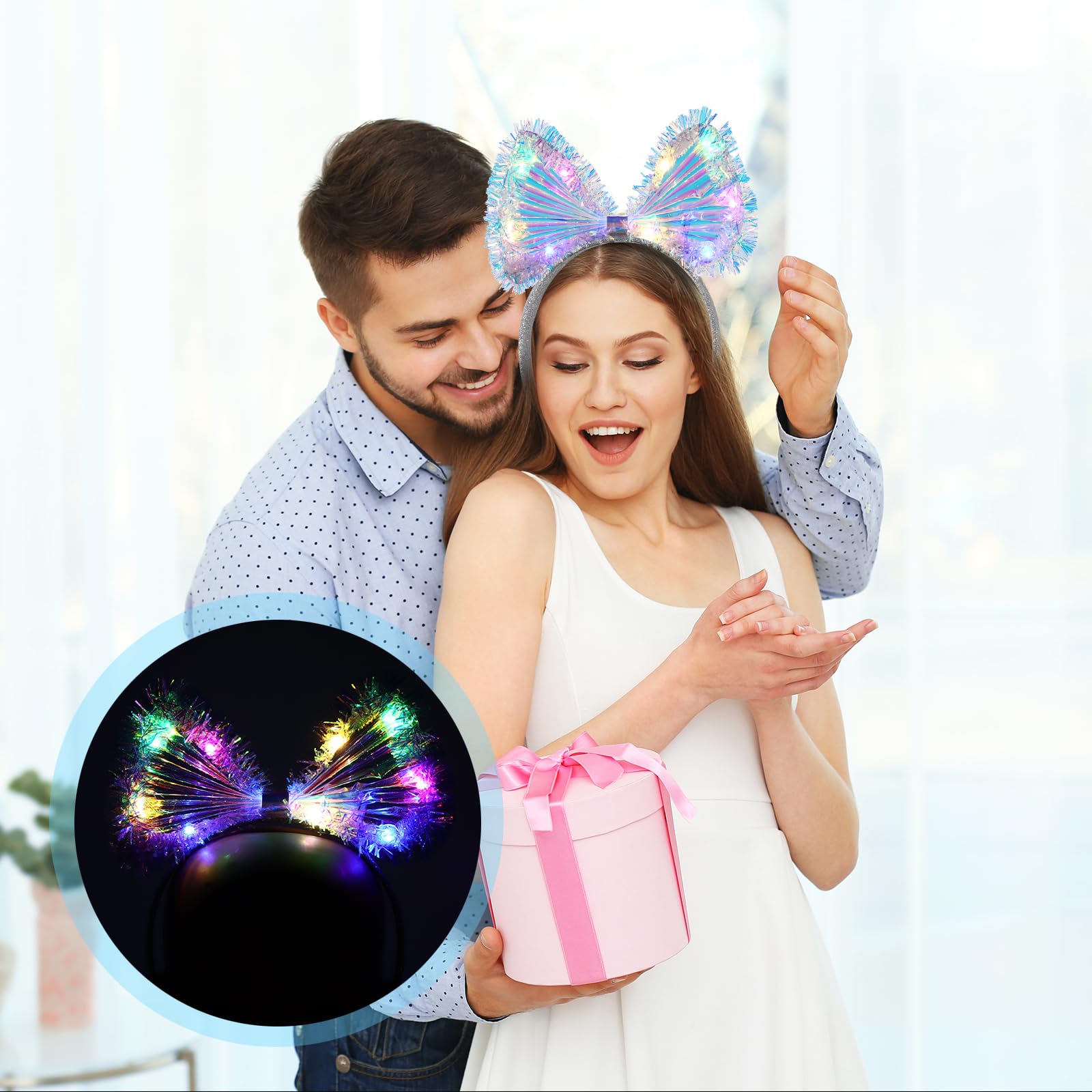 Işıltılı Fiber Fiyonk Gece Tacı Işıklı Ledli Eğlence Tacı 1 Adet 20x21 cm (5271)