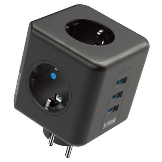 Isıya Dayanıklı Termal Akım Korumalı ve Çocuk Korumalı 3 Priz Girişli 3 USB Girişli Küp Priz (5271)