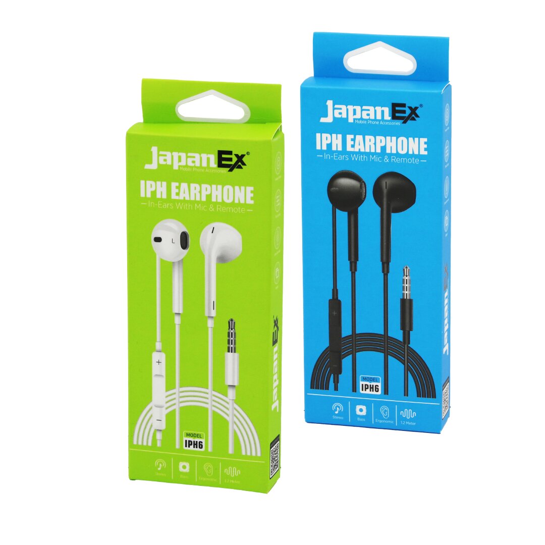 JAPANEX  IPH6   KULAK İÇİ   MİKROFONLU  STEREO KULAKLIK  KABLOLU= 1.2MT   AUX GİRİŞ (5271)