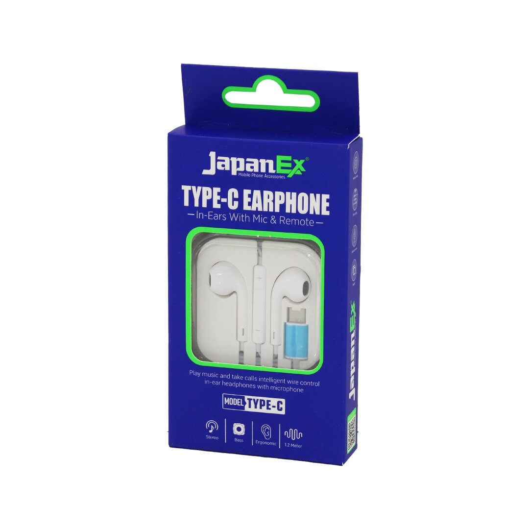 JAPANEX  TYPE-C   KULAK İÇİ   MİKROFONLU  STEREO KULAKLIK KABLOLU= 1.2MT TYPE-C GİRİŞ PLASTİK KUTULU (5271)