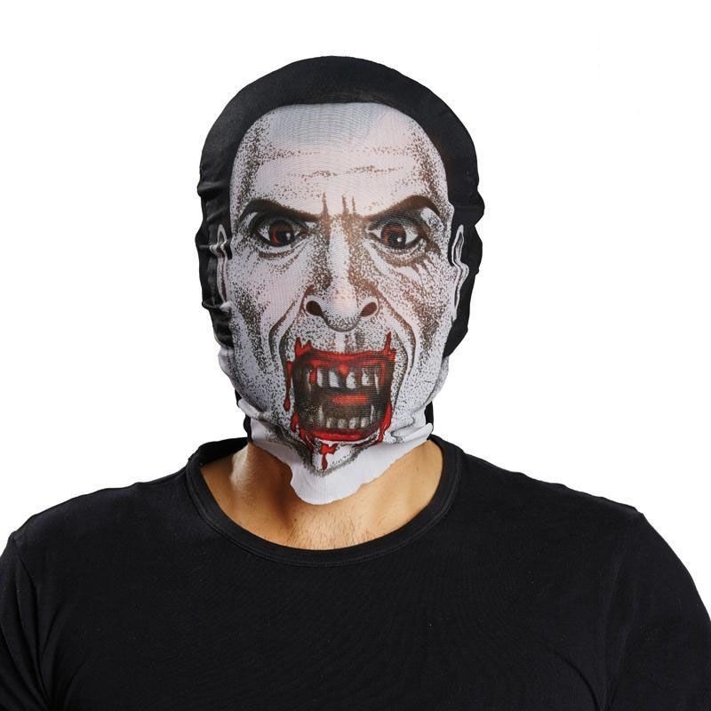 Kafaya Tam Geçmeli Bez Vampir Maskesi - Streç Korku Maskesi - 3D Baskılı Maske Model 2 (5271)