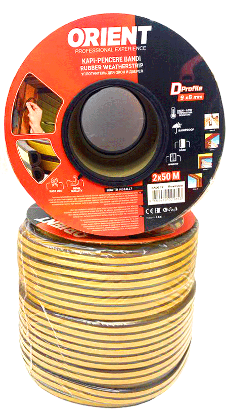KAHVERENGİ 100MT2X50MTBOBİN FİTİL KAPI PENCERE BANT (5271)