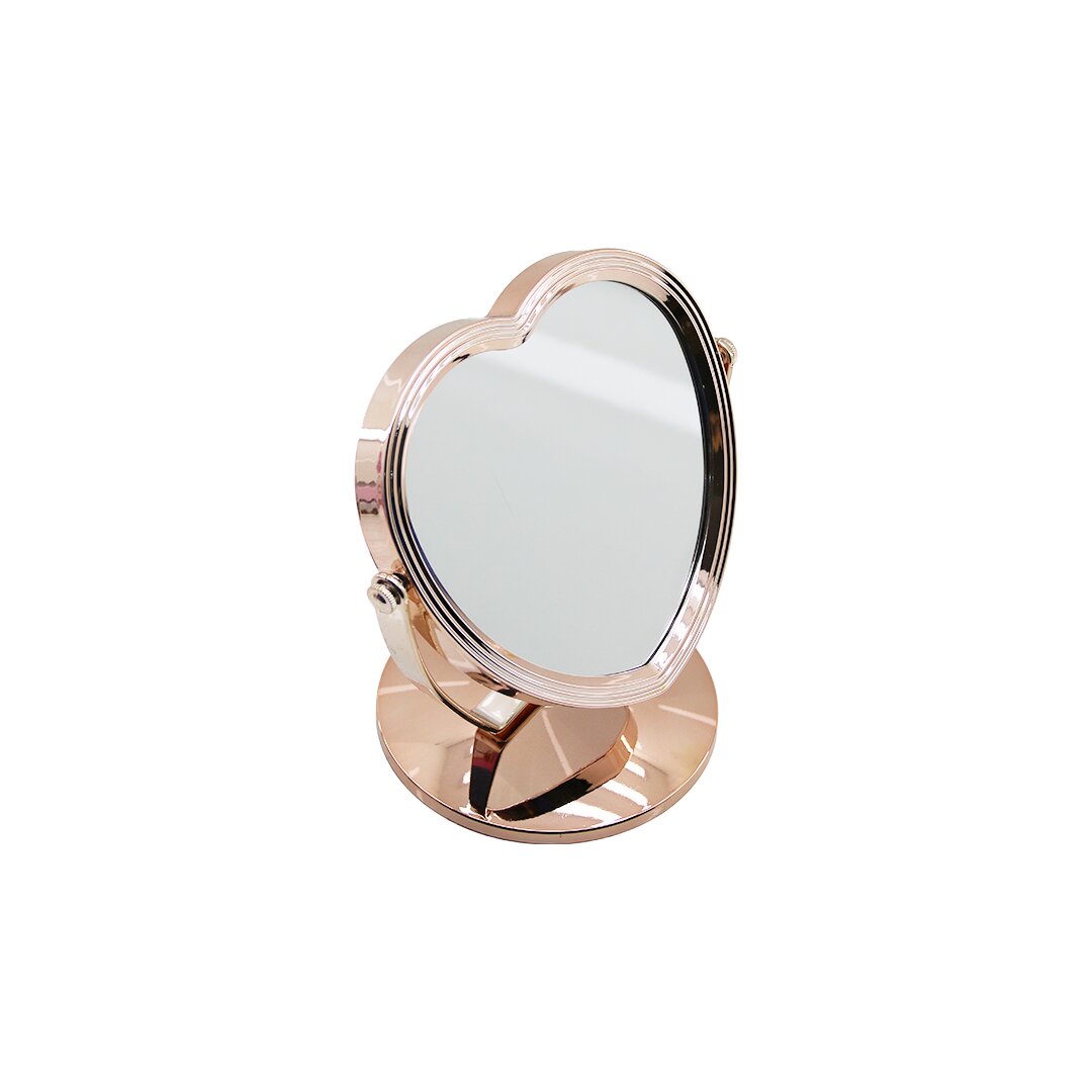 KALP MODEL 7 İNÇ= ÇAP:17.5CM MAKYAJ AYNASI ÇİFT TARAFLI BRONZ - GÜMÜŞ PLS.ÇERÇEVE SABİT AYAK (5271)