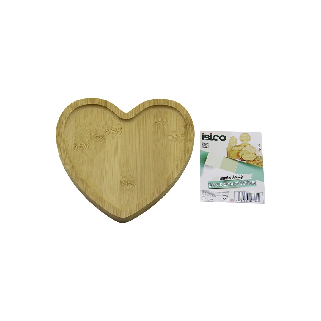 KALP MODEL AHŞAP BAMBU SERVİS SUNUM TEPSİ - TAHTASI 20.5 X 19.5 X 1.4CM (5271)