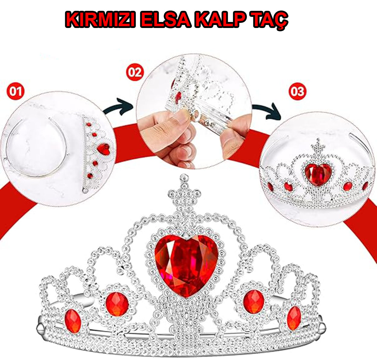 Kalp Taşlı Kırmızı Renk Karlar Ülkesi Elsa Anna Frozen Tacı (5271) Kalp Taşlı Kırmızı Renk Karlar Ülkesi Elsa Anna Frozen Tacı (5271)