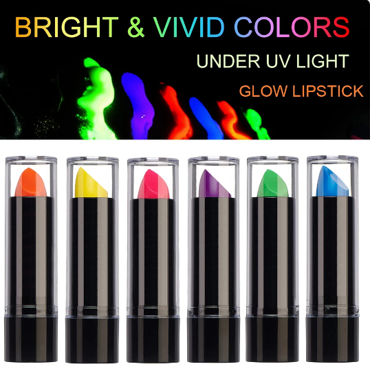Karanlıkta Parlayan Yanan UV Neon Ruj Yüz Boyama 6 Adet 6 Renk (5271)