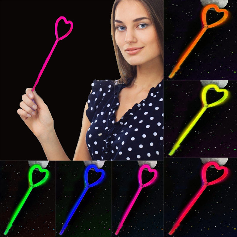 Karanlıkta Yanan Glow Partisi Kalp Şekilli Asa Sopa 6 Renk 6 Adet (5271)