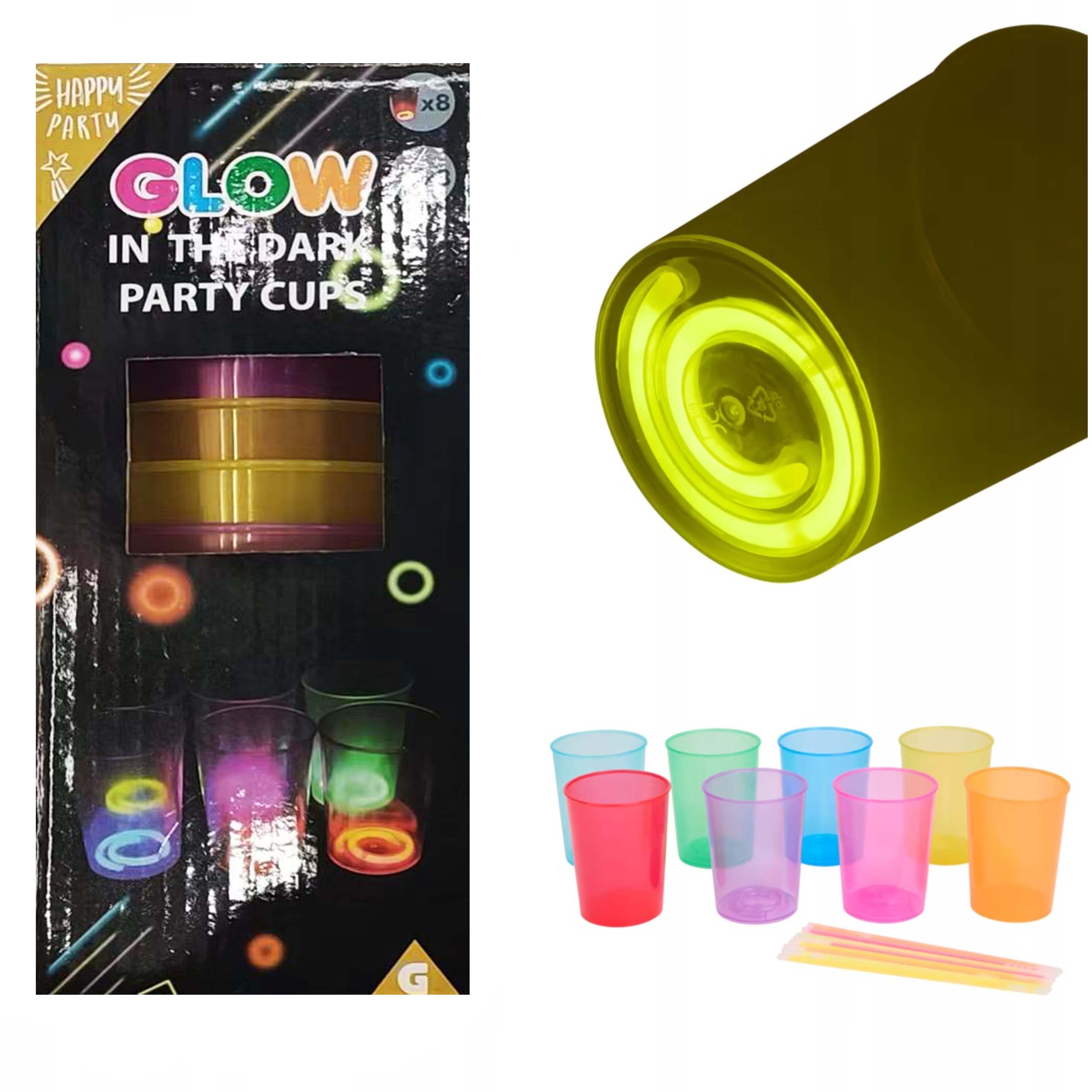 Karanlıkta Yanan Gece Işığı Mega Glow Bardaklar 8 Adet 8.5 x 10.5 cm (5271)