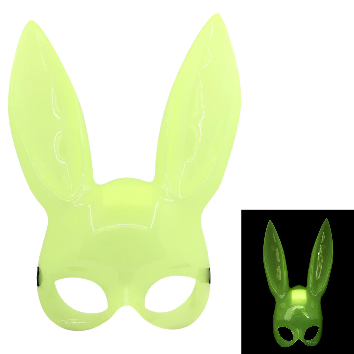 Karanlıkta Yanan Glow Floresan Tavşan Maskesi 32x22 cm (5271)