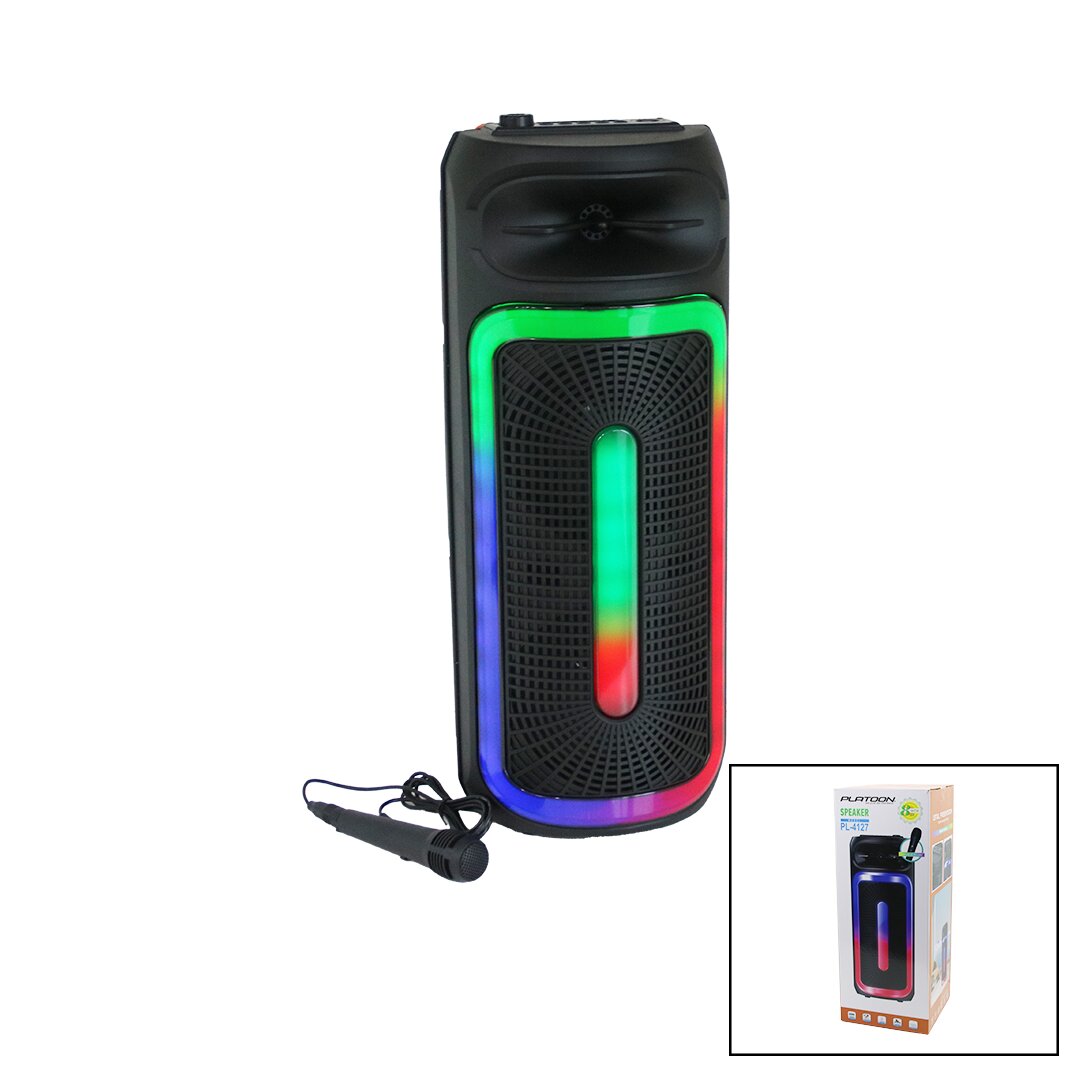 KARAOKE MİKROFONLU WİRELESS HOPARLÖR - SPEAKER IŞIKLI USB ŞARJLI DC 5V - TF - AUX8 İNÇ PL-4127 (5271)