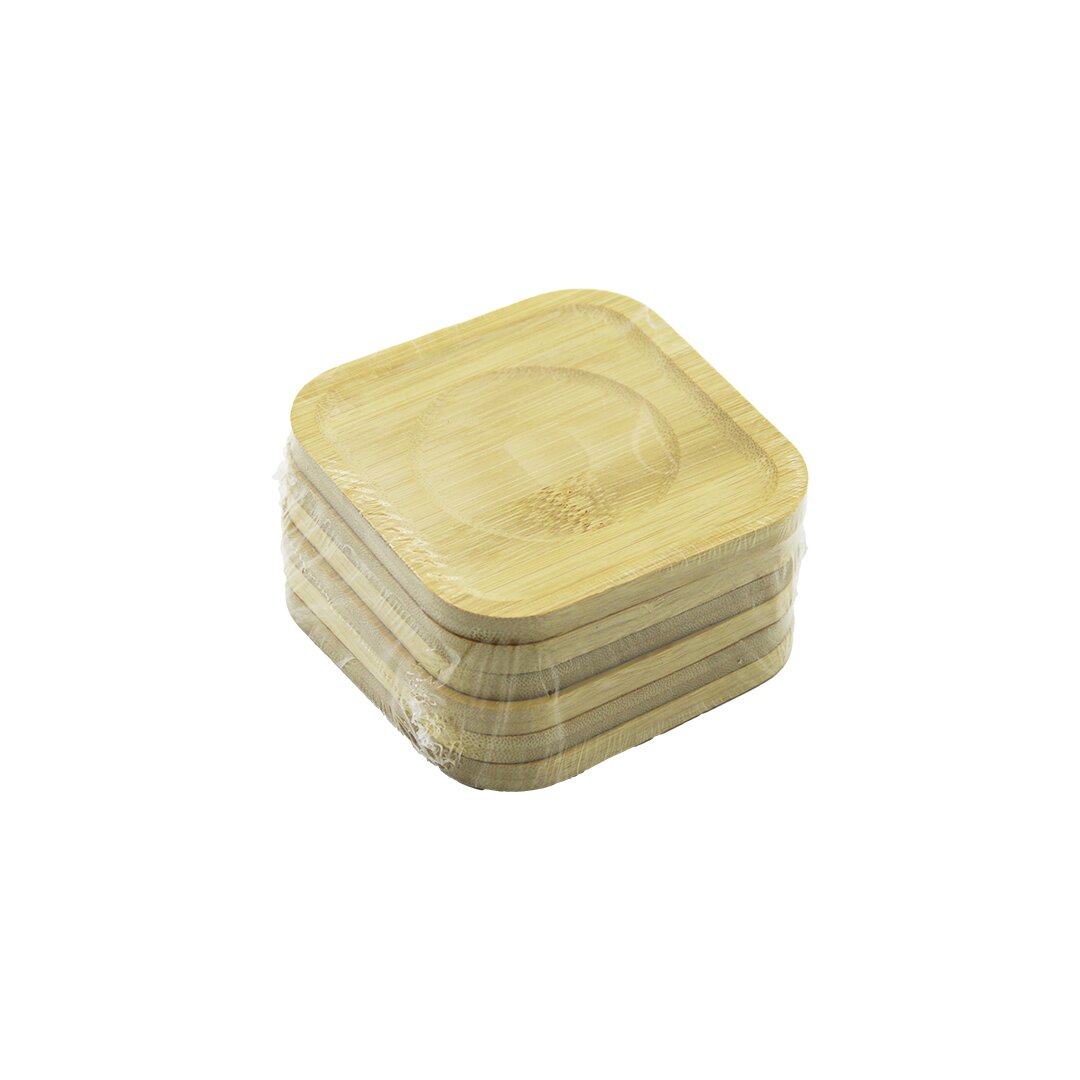 KARE= 9.7 X 9.7CM 6PCS BAMBU - AHŞAP ÇAY TABAK (5271)