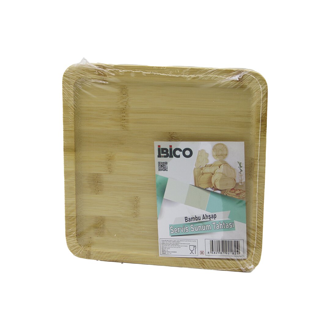KARE AHŞAP BAMBU SERVİS SUNUM TEPSİ - TAHTASI MİNİ TEPSİ 20 X 20 X 1.4CM (5271)