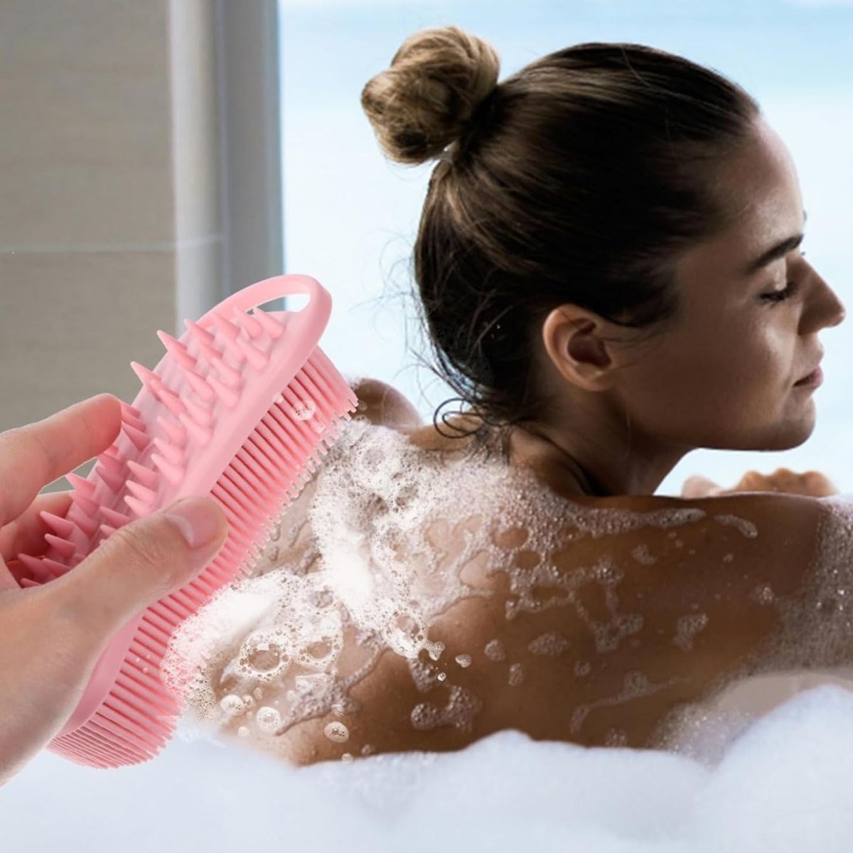 Kendiliğinden Askılı Peeling ve Masaj Etkili Silikon Banyo Vücut Fırçası (5271)