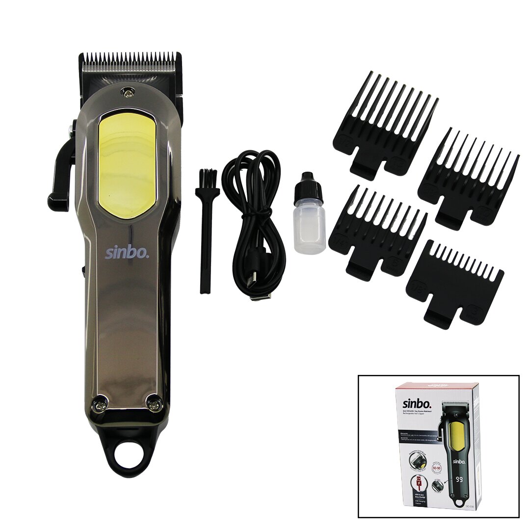 KESİM AYAR MANDALLI USB ŞARJLI - LCD GÖSTERGELİ SAÇ KESME TRAŞ MAKİNESİ GÖVDE KROM KAPLAMA SHC-4396 (5271)