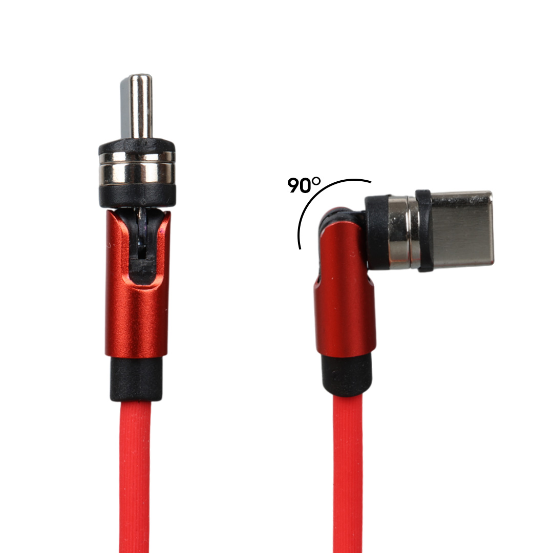 KIRMIZI 3İN1 (TYPE C- LİGHTNİNG- MİCRO USB) MANYETİK UÇ TAŞINABİLİR ŞARJ KABLOSU (5271)