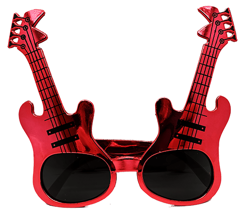Kırmızı Renk Rockn Roll Gitar Şekilli Parti Gözlüğü 15x15 cm (5271)