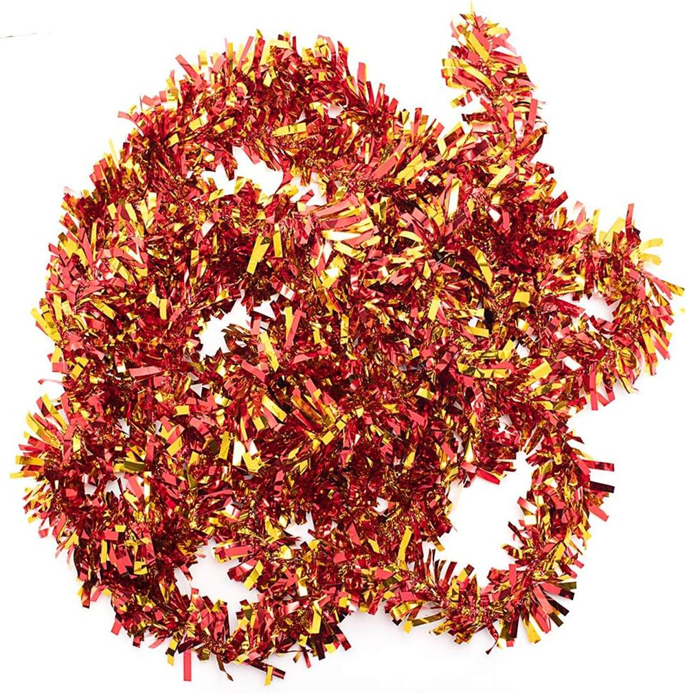 Kırmızı Altın Renk 4 cm Genişlik Garland Çift Renk Sim Süs 180 cm (5271)