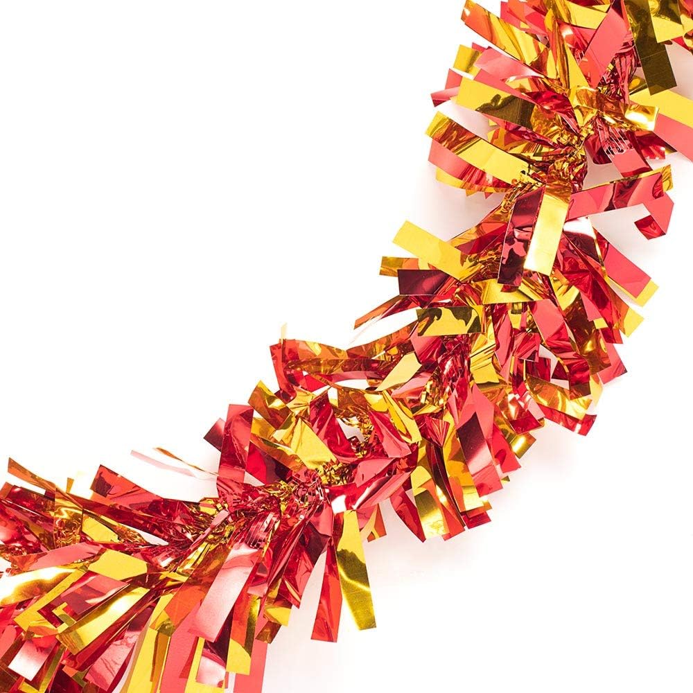 Kırmızı Altın Renk 4 cm Genişlik Garland Çift Renk Sim Süs 180 cm (5271)