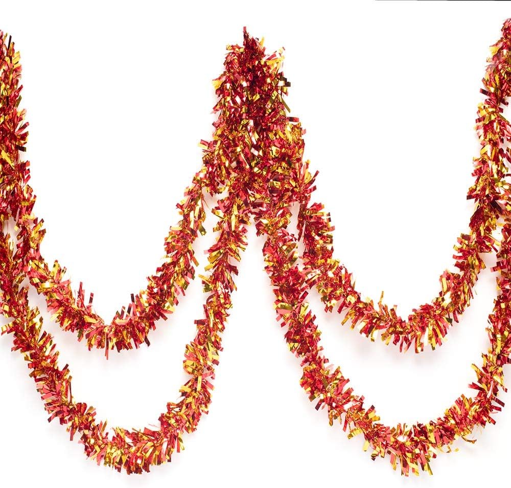 Kırmızı Altın Renk 4 cm Genişlik Garland Çift Renk Sim Süs 180 cm (5271) Kırmızı Altın Renk 4 cm Genişlik Garland Çift Renk Sim Süs 180 cm (5271)