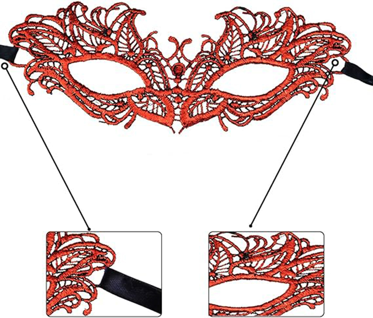 Kırmızı Dantel Masquerade Maskesi 5 No (5271)