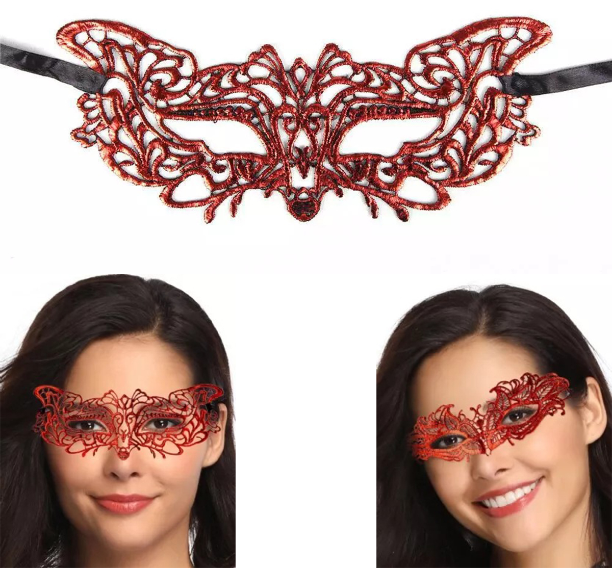 Kırmızı Dantel Masquerade Maskesi 9 No (5271)