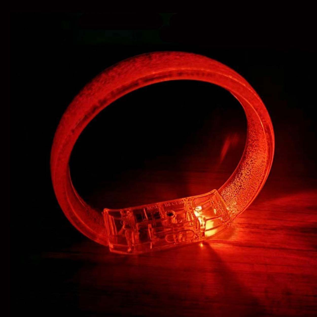 Kırmızı Led Işıklı Baskı Yapılabilen Pilli Bileklik Bilezik 1,5 cm Genişlik (5271)