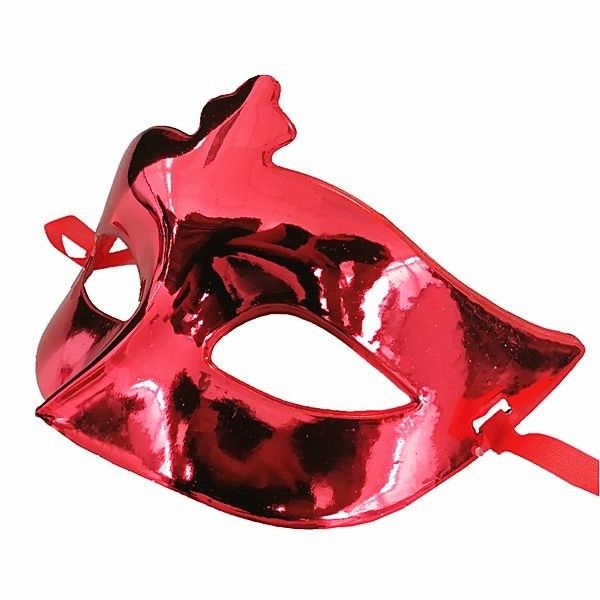 Kırmızı Renk Kostüm Partisi Ekstra Parlak Balo Maskesi 15x10 cm (5271)