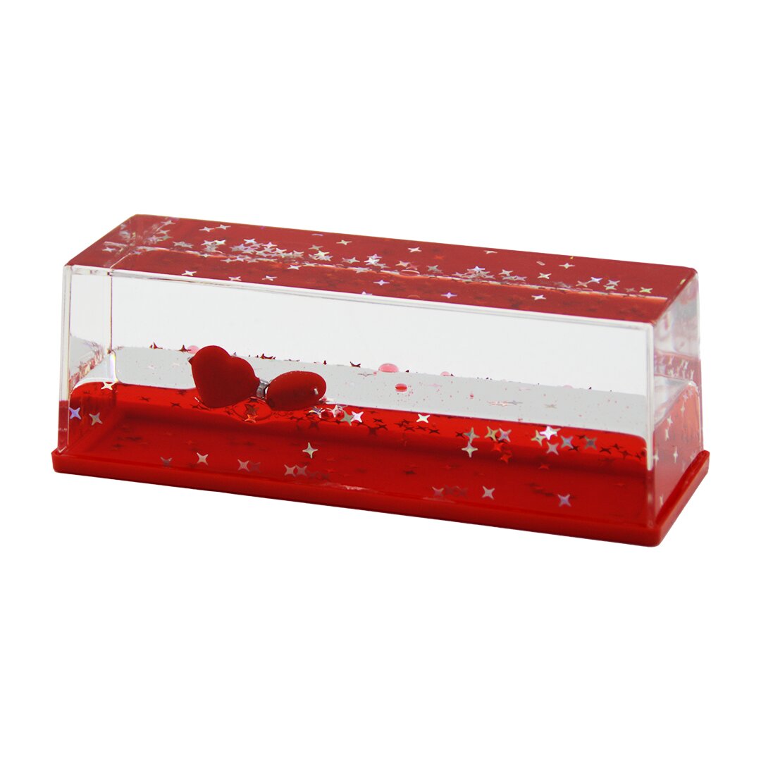 KIRMIZI SU - KALP - YILDIZ DİKDÖRTGEN MİKA YÜZEN BATMAYAN KALP DEKORATİF BİBLO AKVARYUM 15X5.2X5.3CM (5271)
