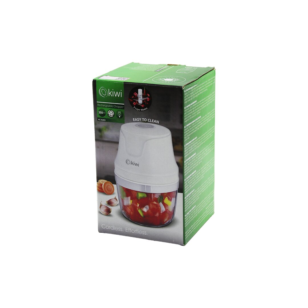 KİWİ KC-8203  USB ŞARJLI MİNİ   3 BIÇAKLI  BLENDER RONDO GIDA DOĞRAYICI  350ML=MİKA KRİSTAL HAZNE (5271)