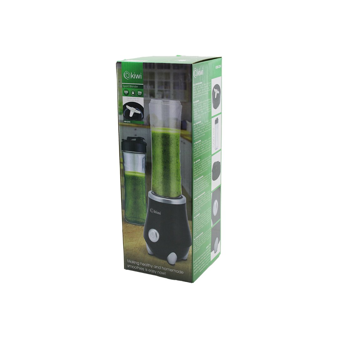 KİWİ KSB-2214 STANDLI BLENDER 250W 500MLPASLANMAZ ÇELİK BIÇAK 2İN1 ŞİŞE=BLENDER HAZNE- MATARA=TAŞIMA KULPLU (5271)
