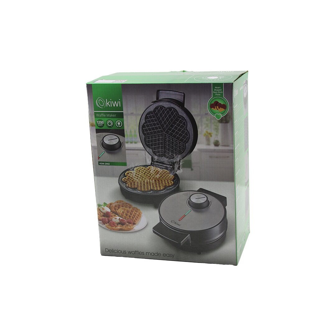 KİWİ KSM-2442 ELEKTRİKLİ WAFFLE MAKİNESİ 1200W ISI AYAR ANAHTARI - IŞIKLI ISI GÖSTERGE 5-DİLİM=KALPY APIŞMAZ PLAKA (5271)
