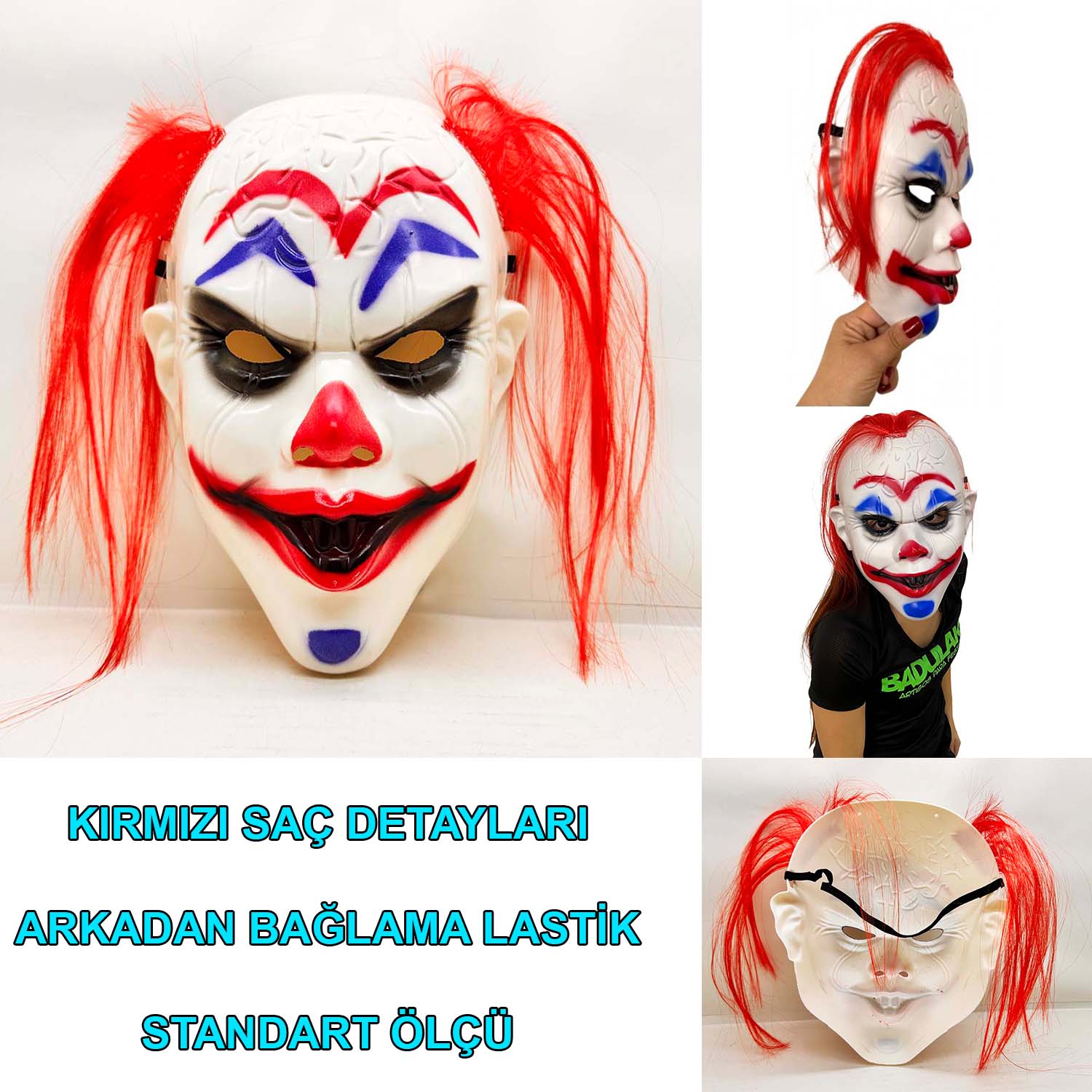 Kızıl Saçlı Joker Palyaço Maskesi (5271)