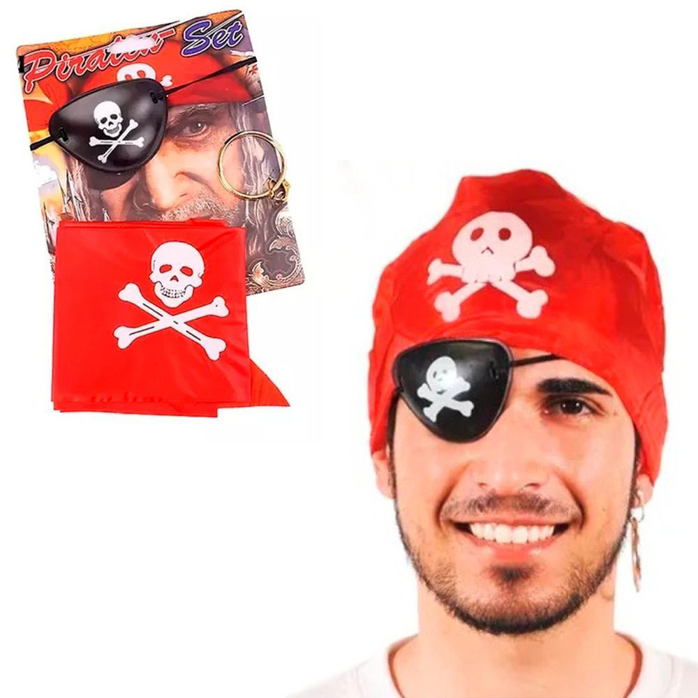 Korsan Bandana Korsan Göz Maskesi ve Korsan Küpesi 3 lü Kostüm Seti (5271)