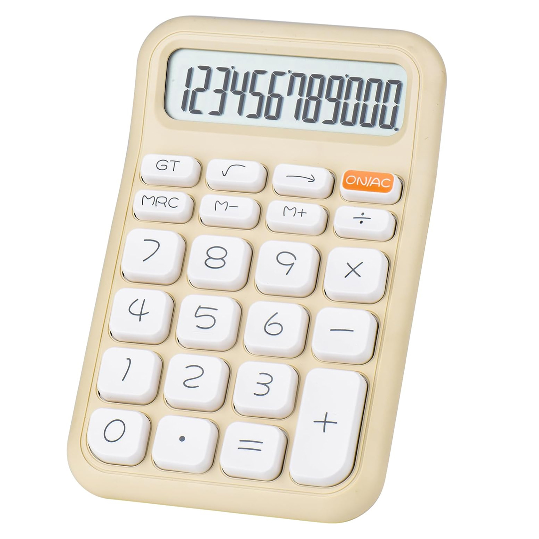 KREM RENK BEYAZ TUŞ 12 HANELİ HESAP MAKİNESİ (5271)