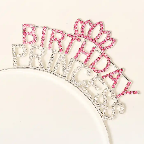 Kristal Taşlı Pembe Birthday Princess Yazılı Parti Tacı 19x11 cm (5271) Kristal Taşlı Pembe Birthday Princess Yazılı Parti Tacı 19x11 cm (5271)