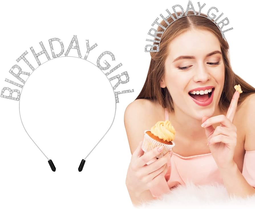 Kristal Taşlı Gümüş Birthday Girl Yazılı Doğum Günü Parti Tacı 19x11 cm (5271)